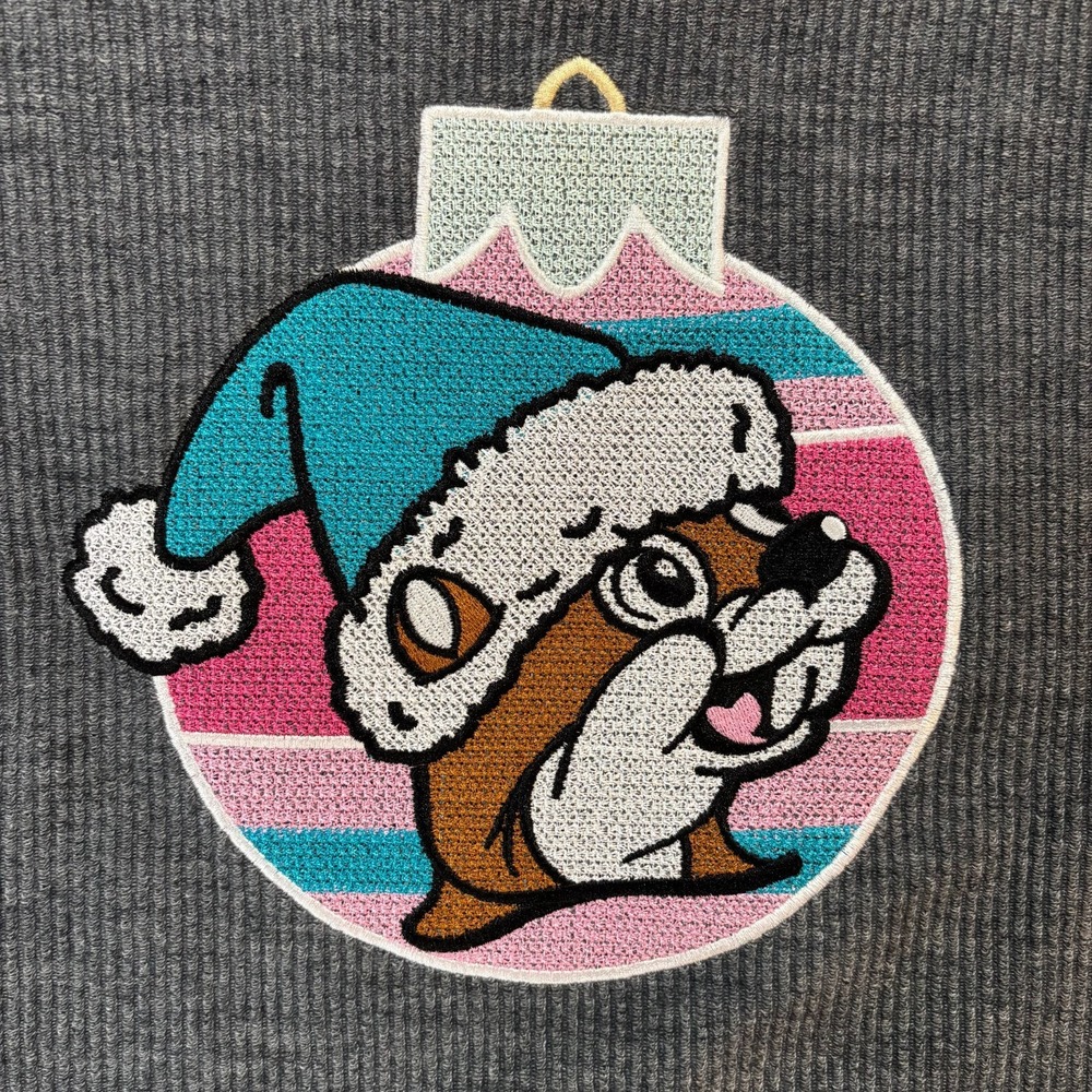 BUC-EE'S Sweater Womens XS Gray Ribbed V Neck Holiday Beaver Graphic - Picture 6 of 10